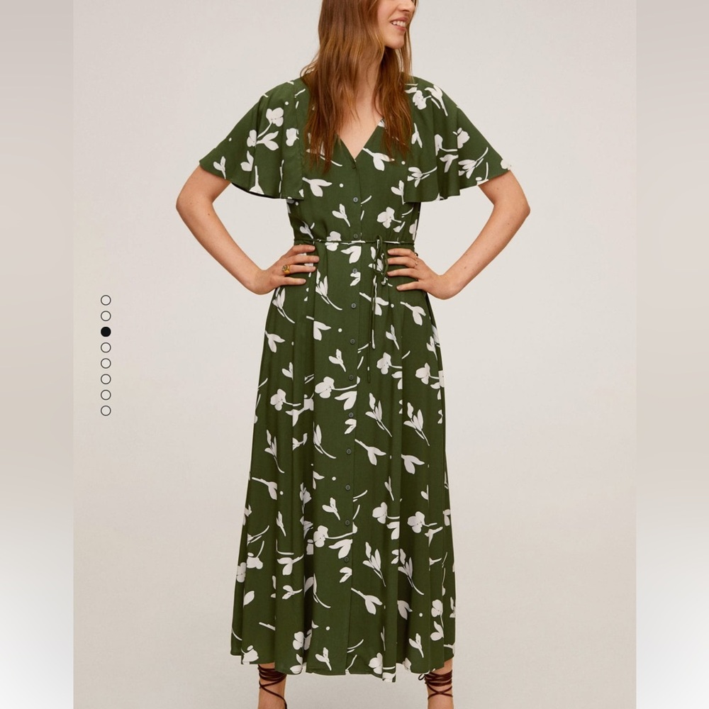 Mango Long Floral Dress Flared for Summer